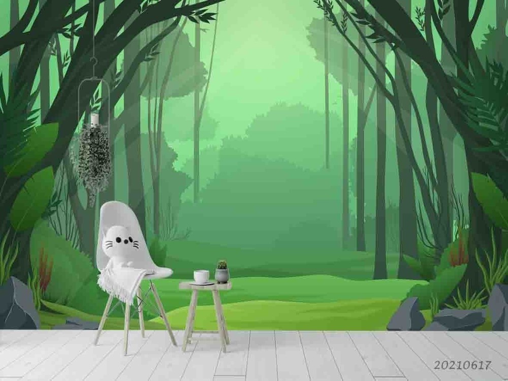 3D Jungle Plants Illustration Wall Murals Wallpaper Murals Wall Sticker 6