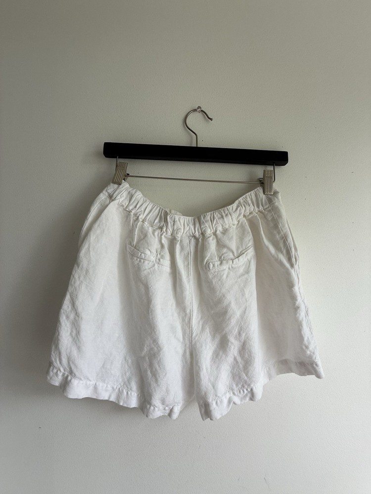 a new day 100% Linen White Ruffle Hem Shorts Women’s Size S Lightweight Summer