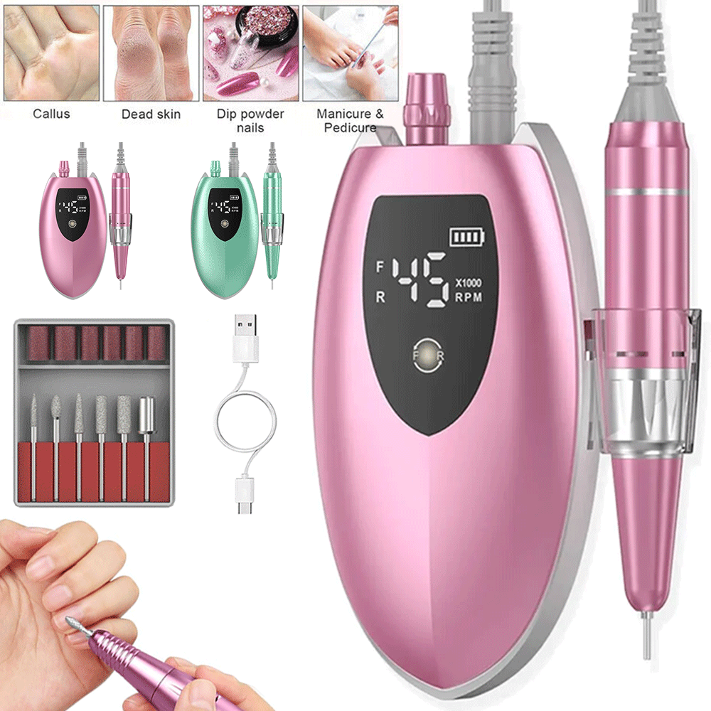 High-Speed 45,000 RPM Portable Nail Drill Machine Kit for Manicure Pedicure Salons