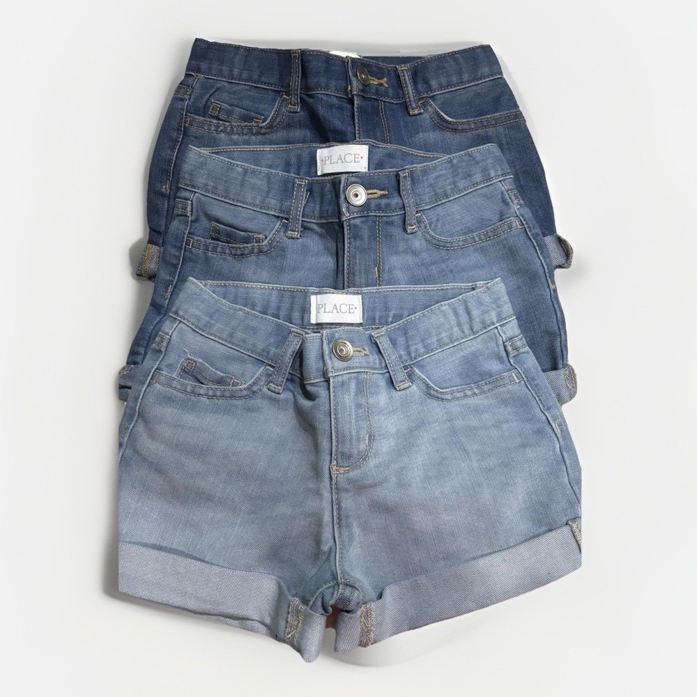 The Children’s Place Girls Denim Shorts Lot Size 10 Cuffed Jean Shorts 3 Pair
