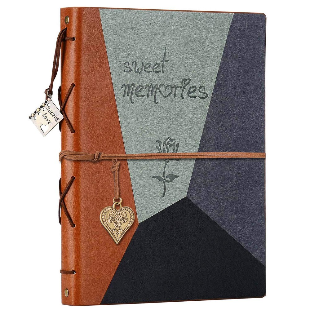 Scrapbook AlbumLeather Photo Album Memories DIY Scrap Book 10.8x8.6 Large Fam...