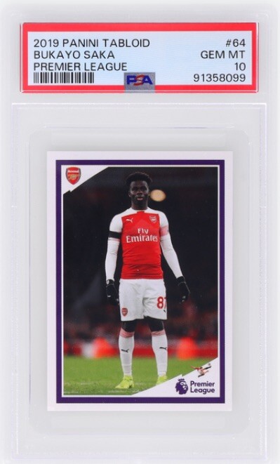 Bukayo Saka 2019 Panini Tabloid Premier League Stickers #64 PSA 10 Rookie RC 🔥