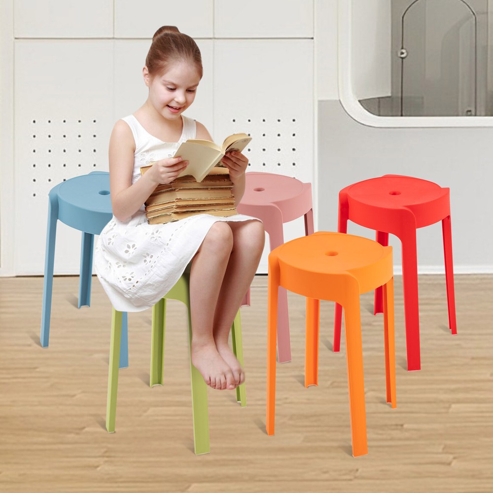 Durable Plastic Stool for Adults - Thickened, Stackable, for Home, Living Room & Dining Table
