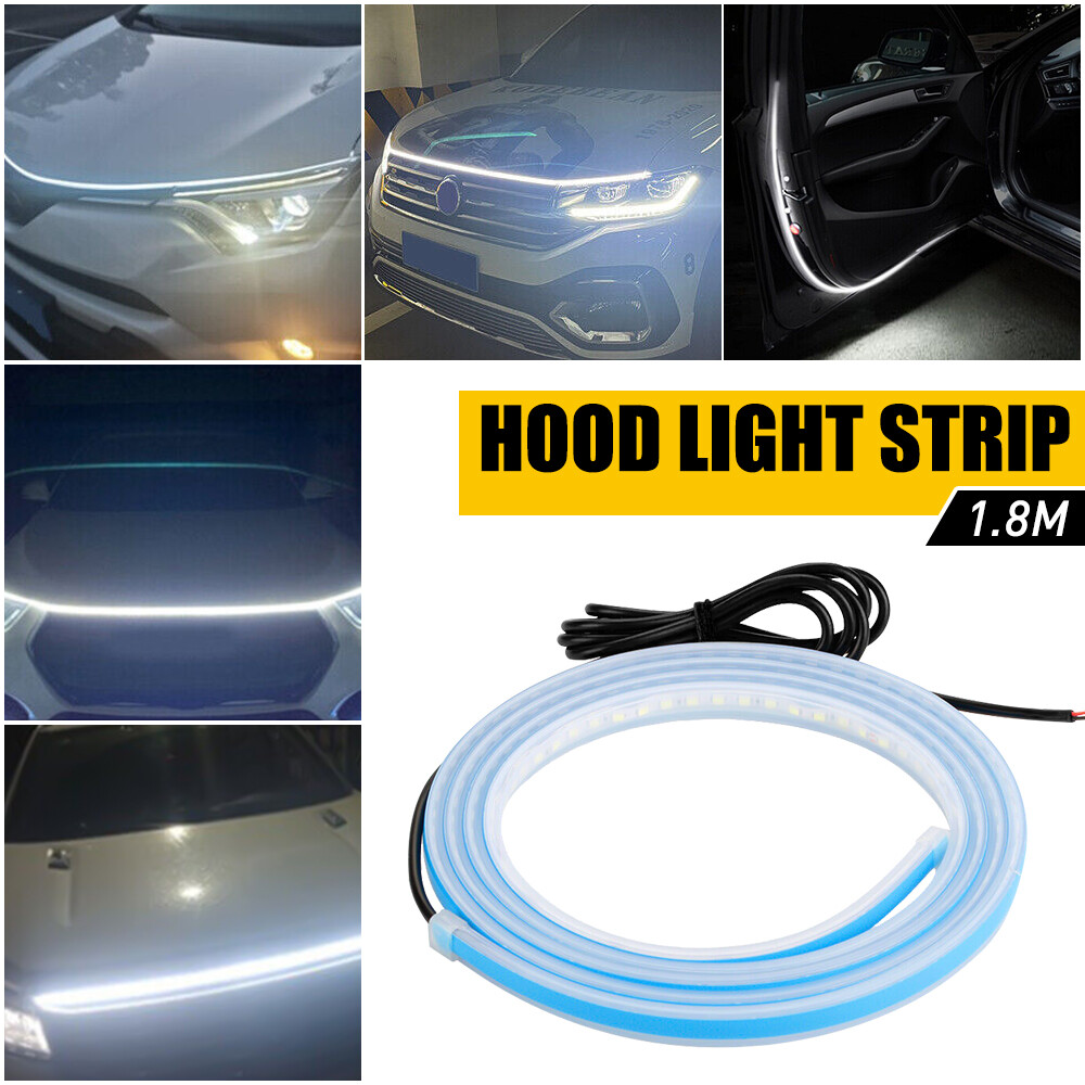 12V Car Hood LED Daytime Running Light Strip Waterproof Flexible Lamps 180cm M