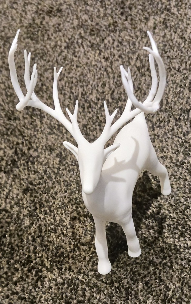 Christmas Standing Deer Decoration White Plastic Reindeer Figurine UK Made