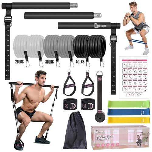 Pilates Bar Kit with Stackable Resistance Bands for Effective Workouts