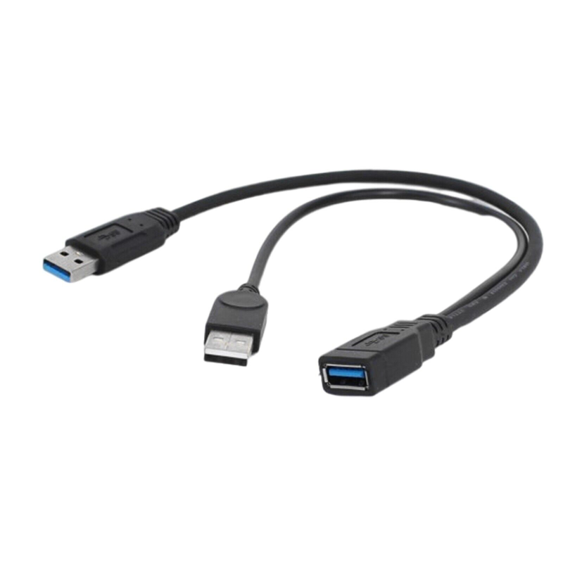 USB 3.0 Female to 2 USB Male Extra Power Data Y Splitter Extension Cable NEW