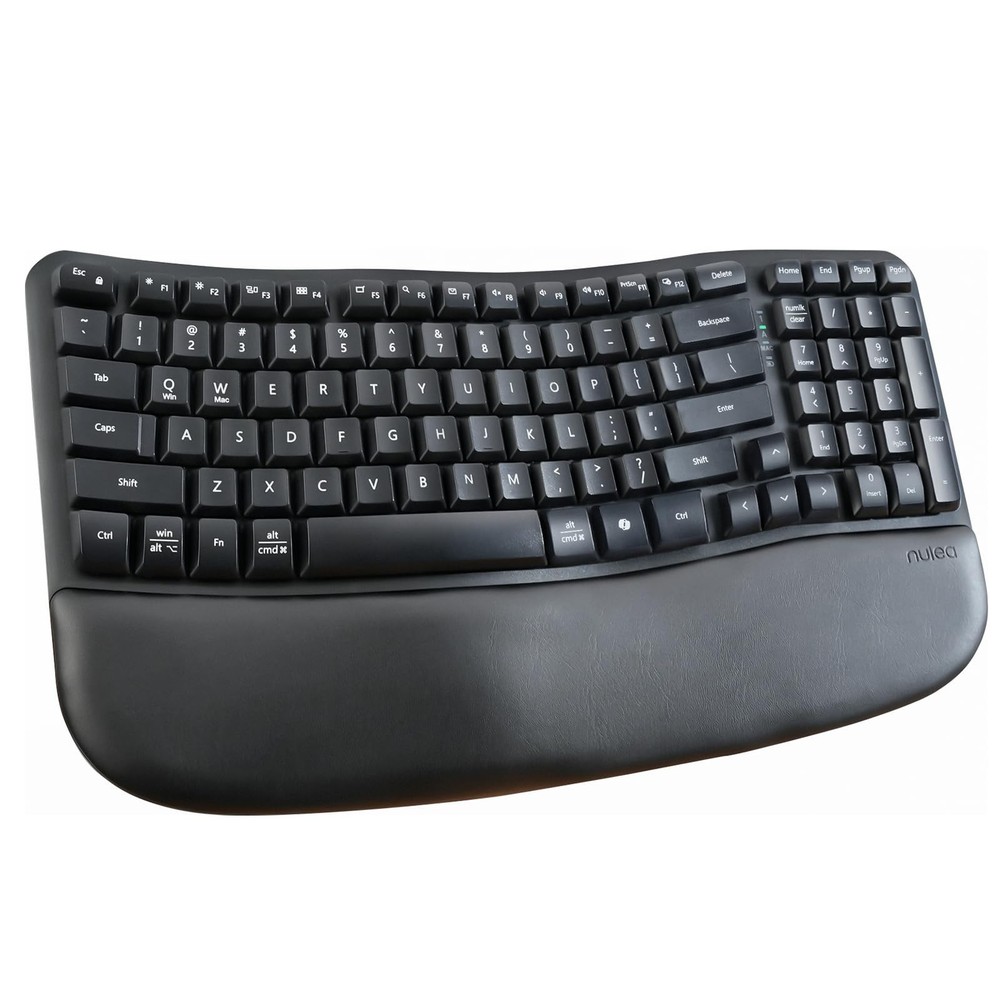 Nulea RT08 Wave Keys Wireless Ergonomic Keyboard with Cushioned Palm Rest 2.4GHz