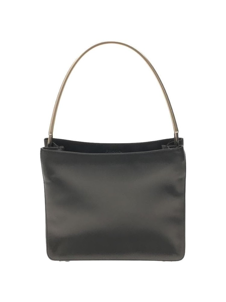 RARE PRADA Leather Shoulder Bag in GRY Plain Minimalist Design