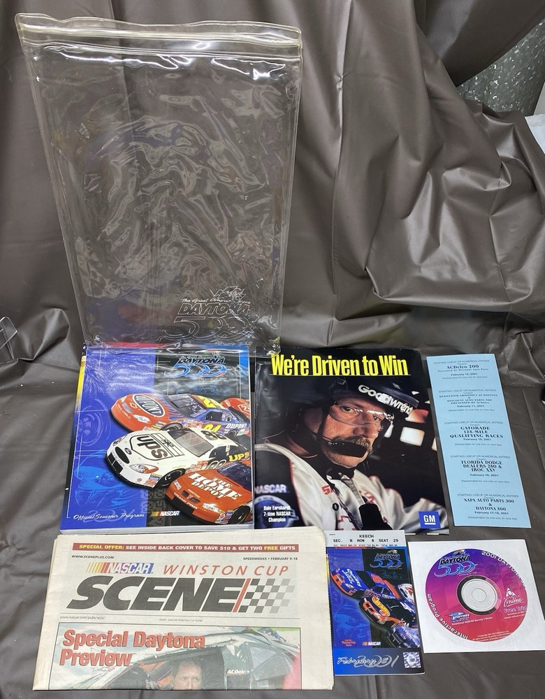 Dale Earnhardt 2001 Daytona 500 Final Race Ticket Program NASCAR Memorabilia