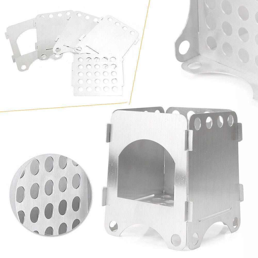 Portable Wood Burning Stove Outdoor Camping Hiking Backpacking Stainless Steel