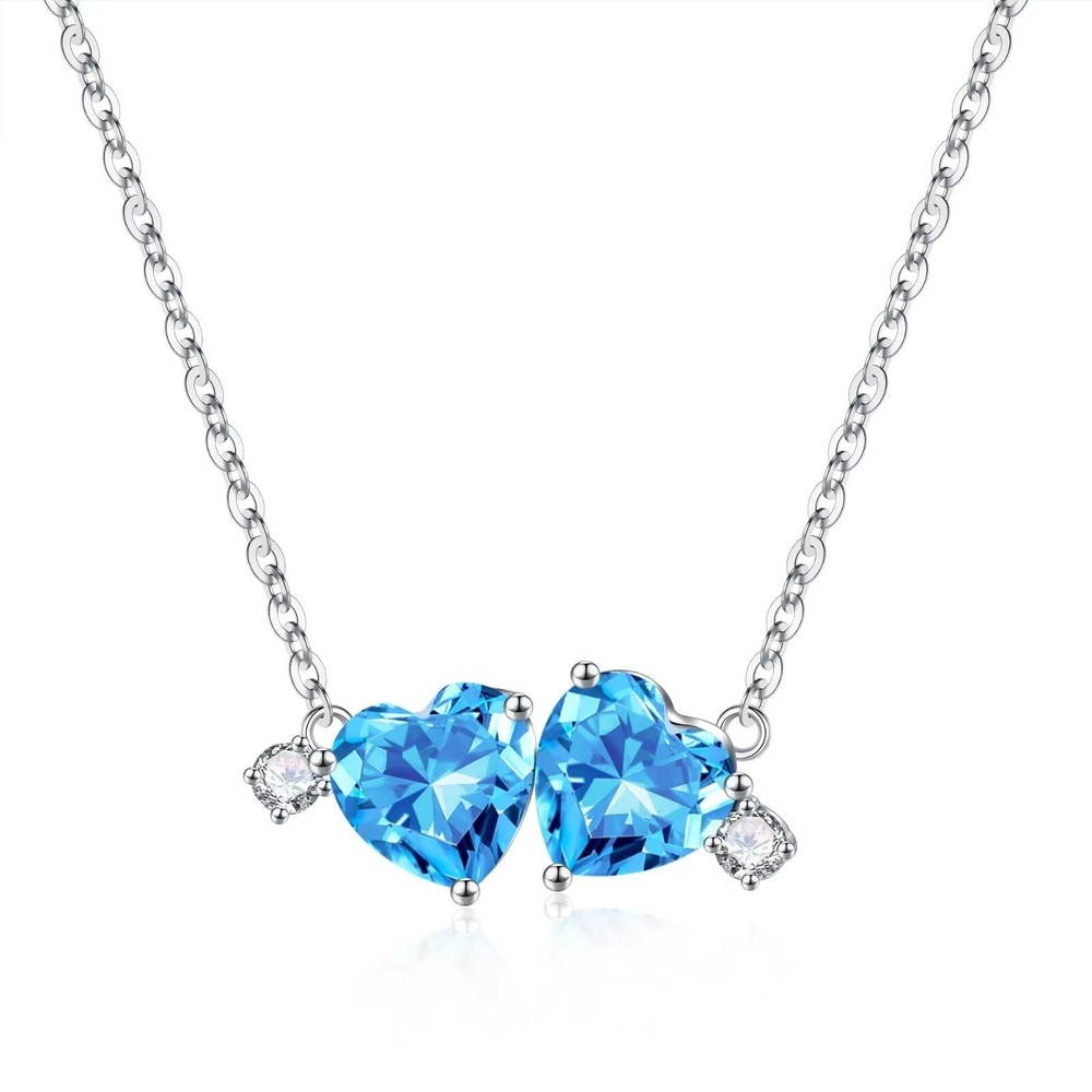 March Aquamarine Birthstone Necklace, Wife Anniversary Birthday Gift for Her,...