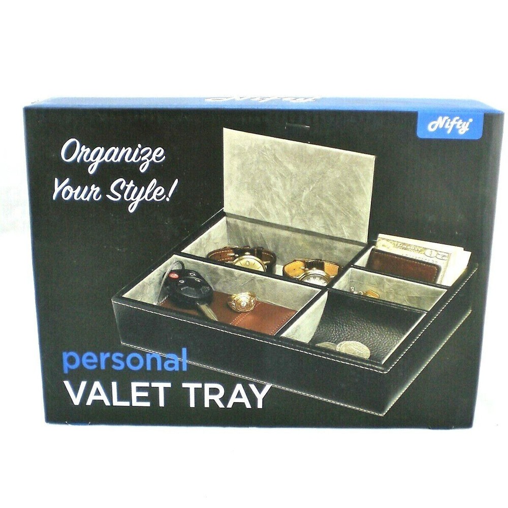 Valet Tray Mens Personal Organizer with Box Great Father's Day Gift for Dad