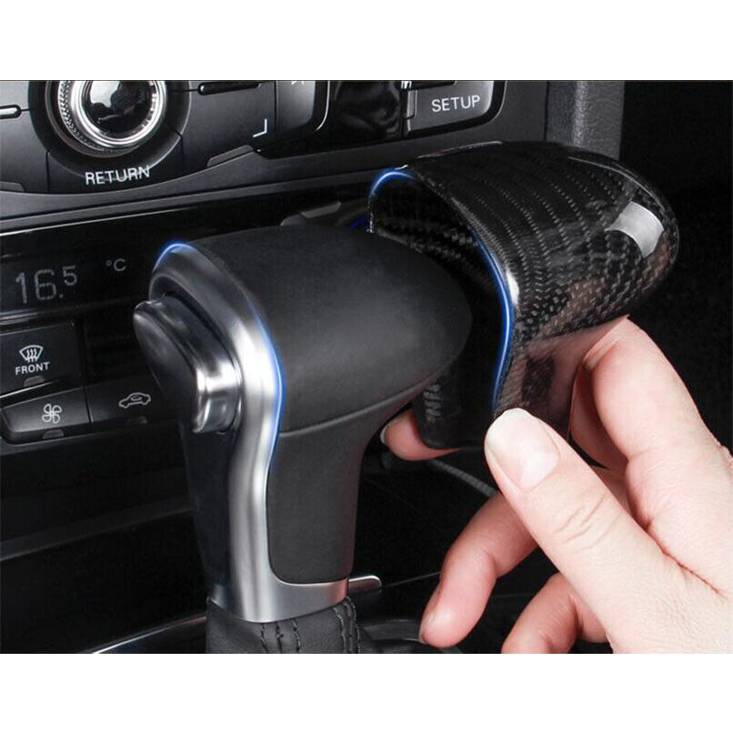 1xCarbon Fiber Gear Shift Knob Handle Cover For Audi A4 A6 C7 A7 S7 Q5 2012-2015