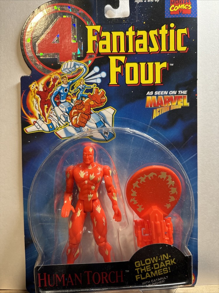 New Glow Toybiz 1994 Marvel Comics Fantastic Four Human Torch Action Figure OEM