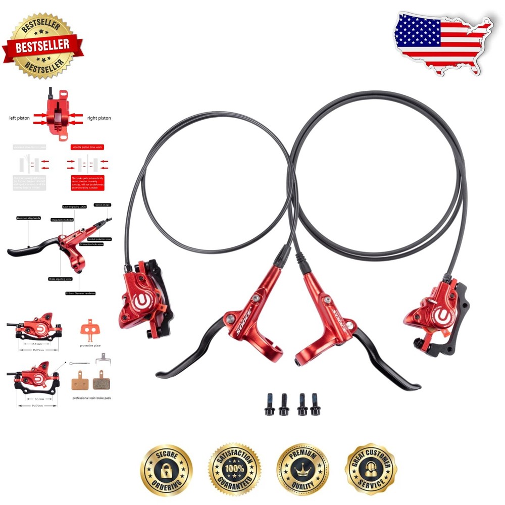 Ergonomic Dual Piston Disc Brake Set for Mountain Bikes - Easy Installation