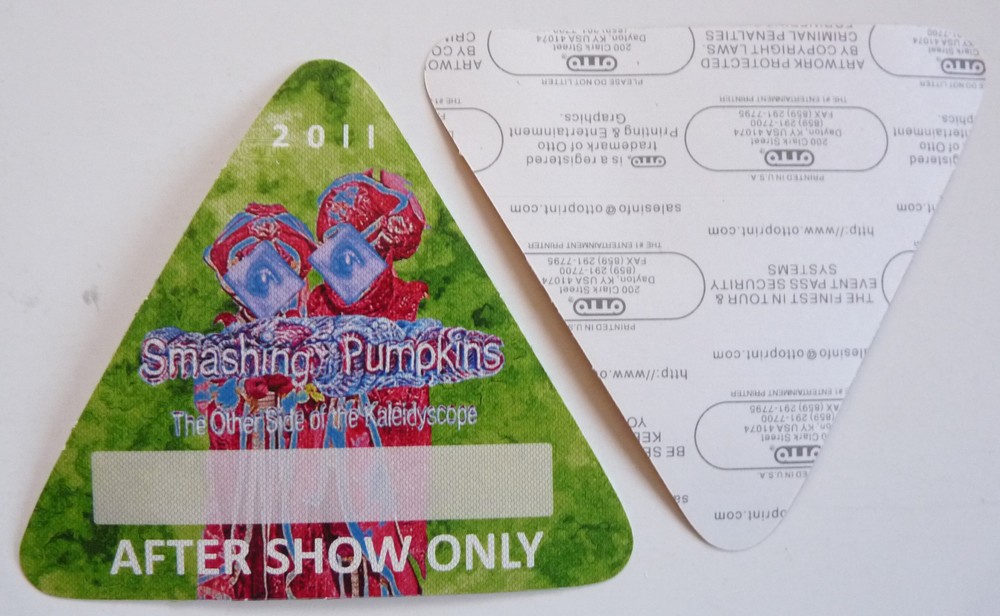 Smashing Pumpkins 2011 Tour Concert Green After Show Access Backstage Pass D4