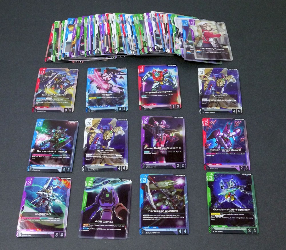 Large Lot of 114 Gundam TCG NM English Version Cards - Holos Look