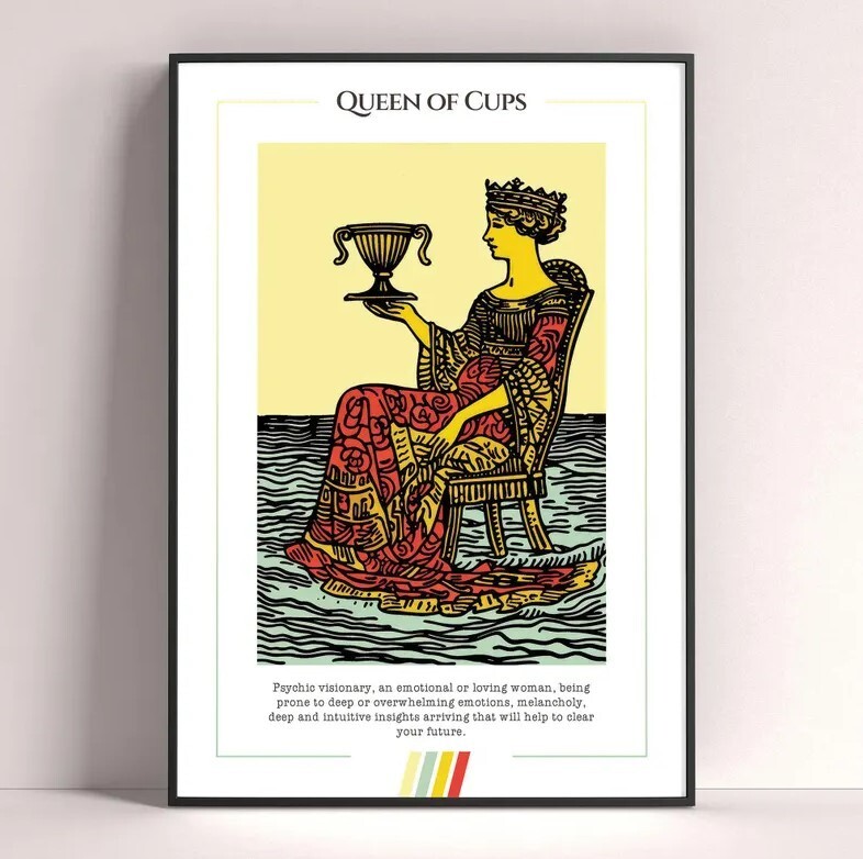 Queen of Cups Tarot Card Art Print Poster Digital Download