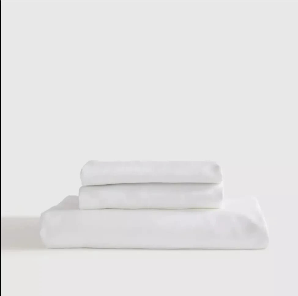 Quince Queen Bamboo White Fitted Sheet Set Soft Breathable Cooling