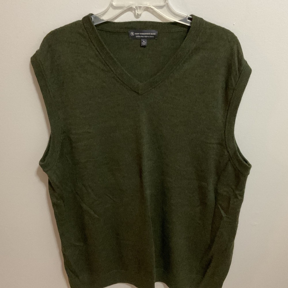 Mens Hart Schaffner Marx 100% Merino Wool V-neck Vest, XL, Quiet Luxury, Grandpa