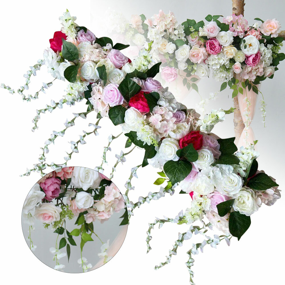100cm Artificial Rose Flower Row Wedding Arch Stage Wall Background Decoration