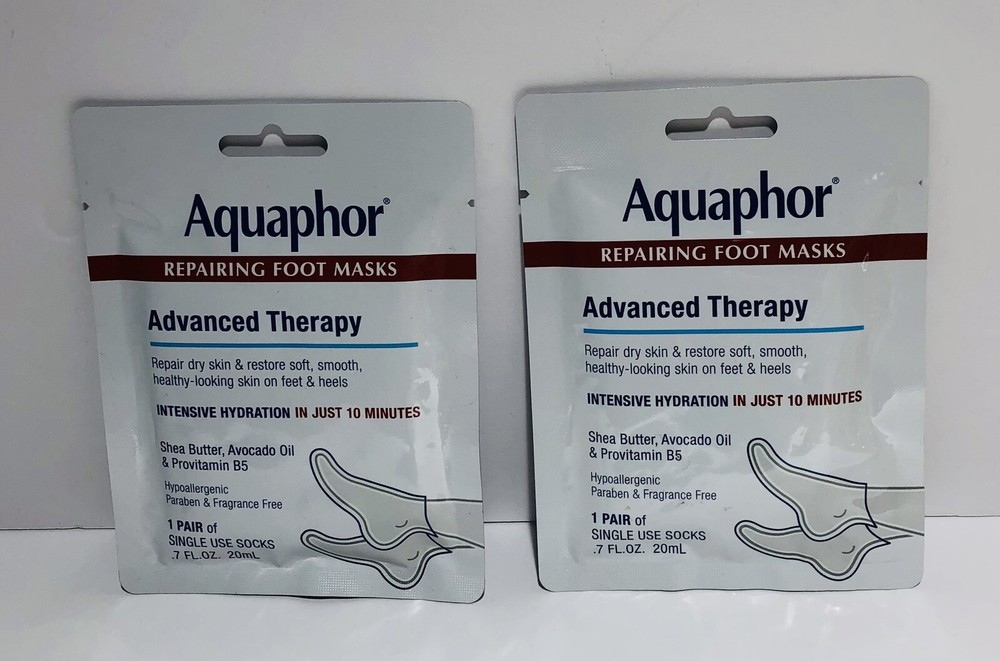 2 Pack Aquaphor Hydrating Foot Mask for Deep Repair & Moisture