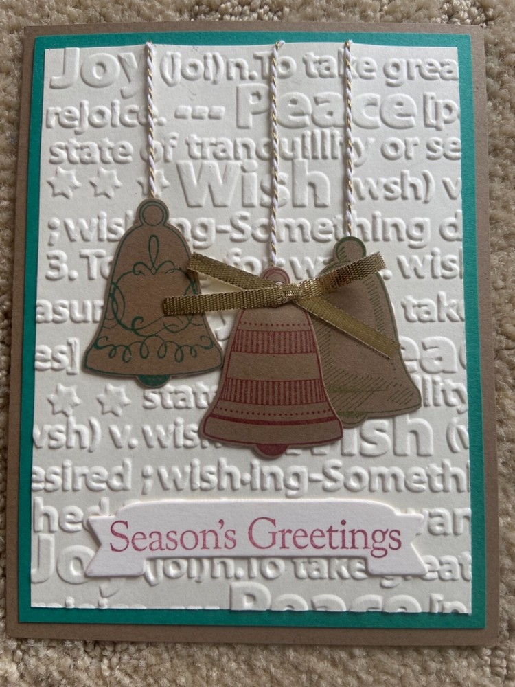 Seasonal bells Christmas greetings card kit of 6 made w/ Stampin' Up!