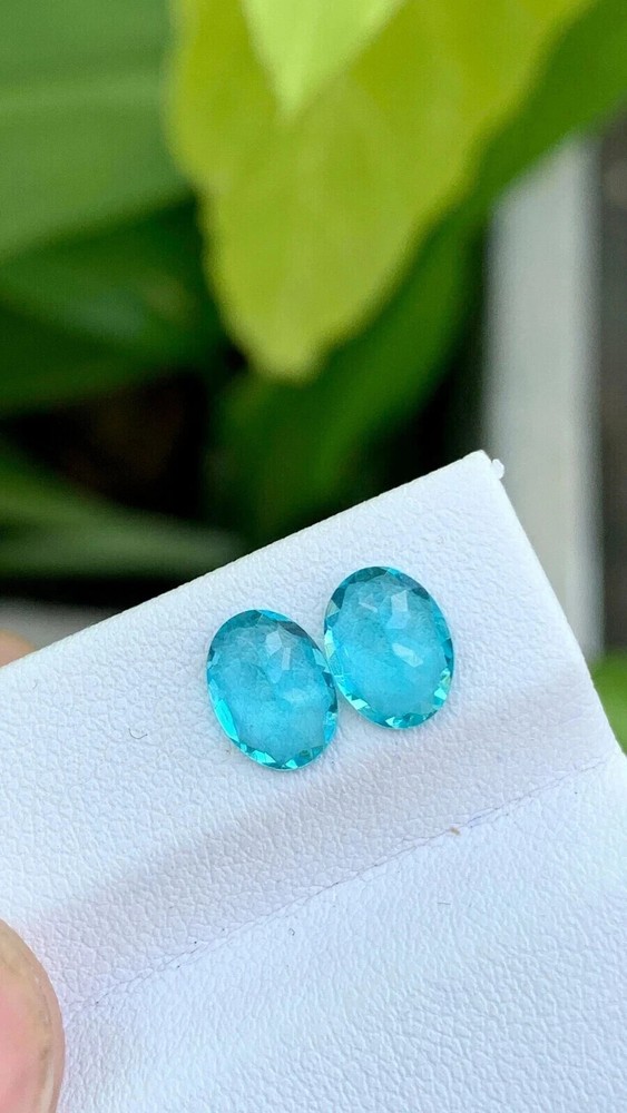 10 Ct 2 Pcs Certified Natural Paraiba Tourmaline Neon Blue oval Loose Gemstone