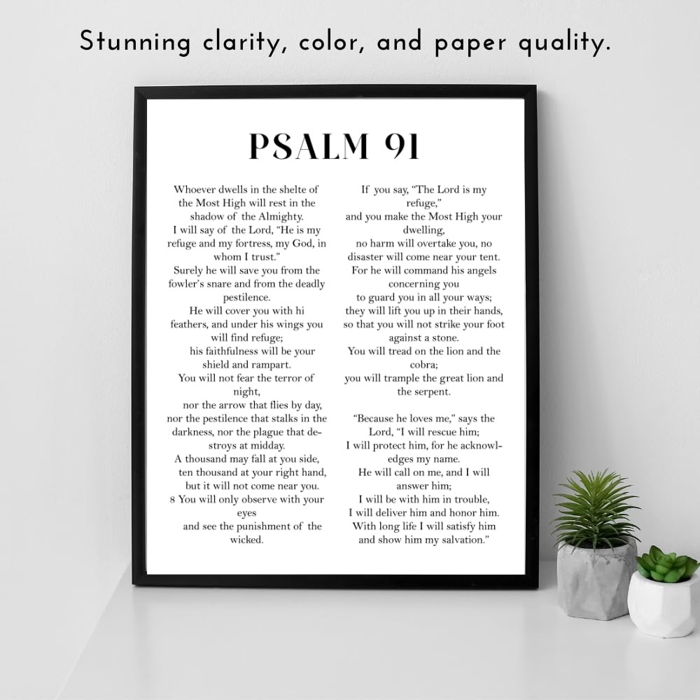 Psalm 91 Bible Verse Wall Art Inspirational Scripture Poster Print for Home Decor