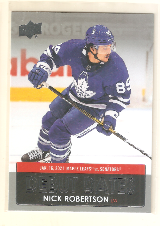 Nick Robertson 2021-22 Upper Deck Series 1 Debut Dates Insert #15 Maple Leafs