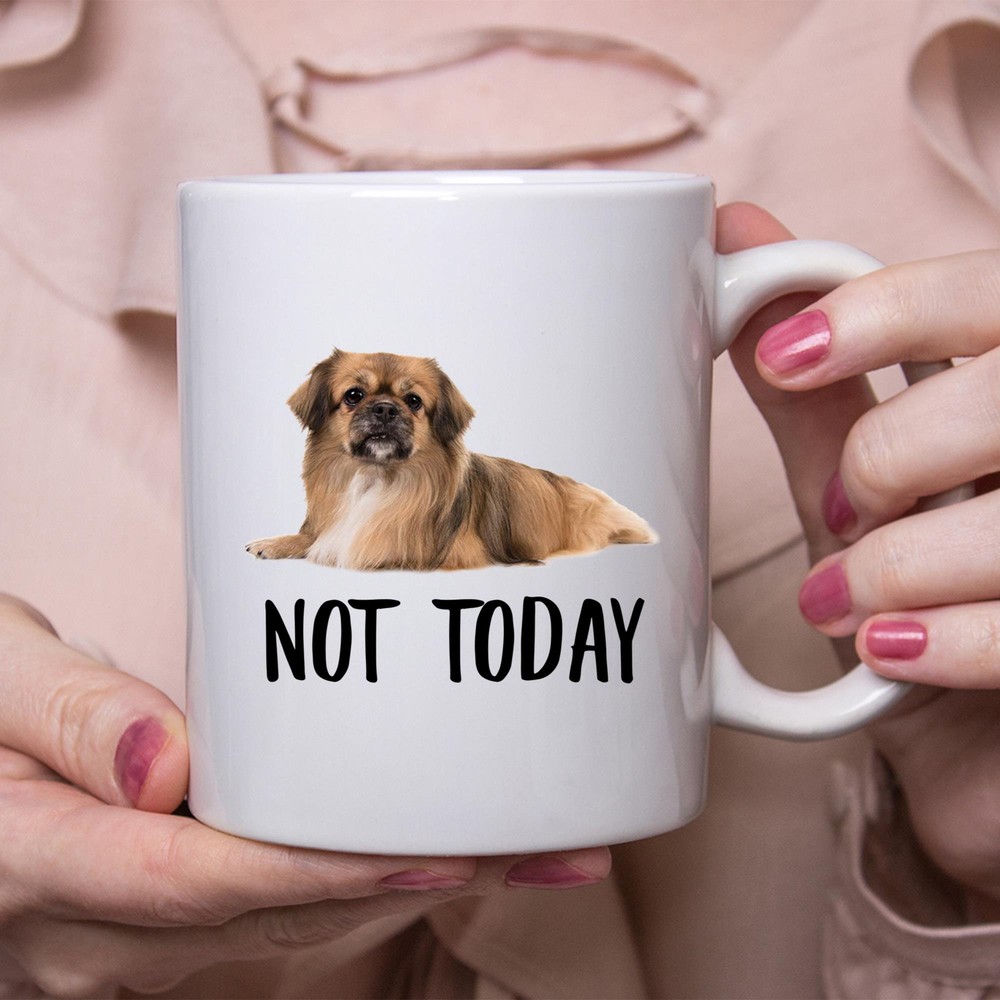 Tibetan Spaniel Sable Not Today Funny Ceramic Mug - Lazy Dog Lover Gift for Women