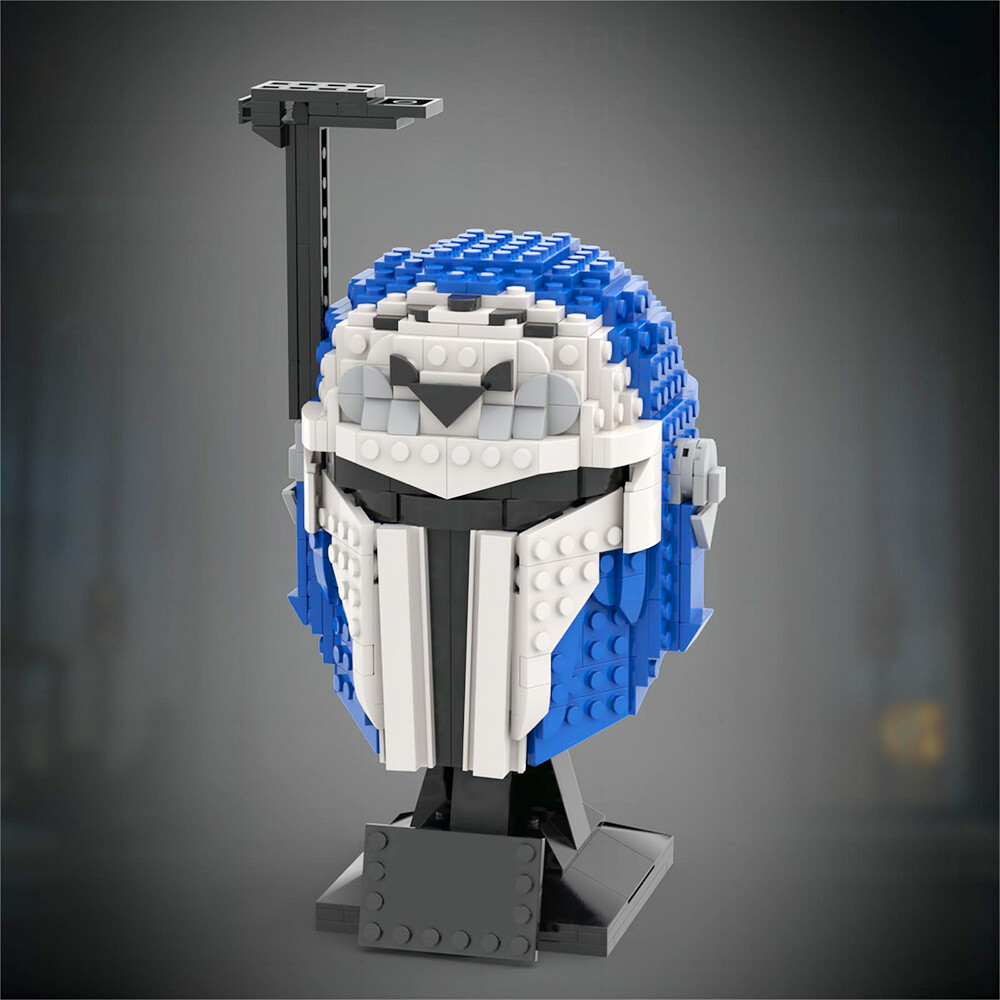 Bo Katan Kryze Star Wars Helmet Building Blocks Set MOC Blue Bust Bricks
