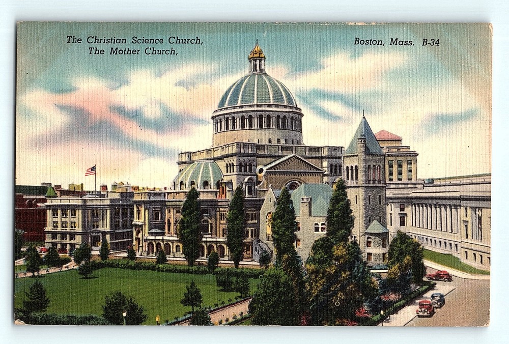 Christian Science Church Boston Mass Linen Postcard G4 Mother Church
