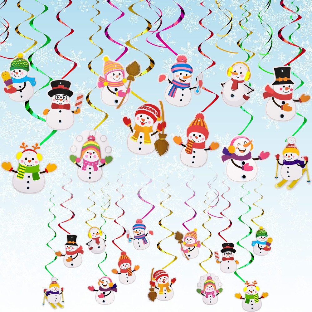 36 Pcs Hanging Christmas Decorations with Foil Swirls for Home Office School