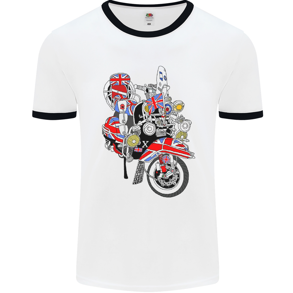 Union Jack MOD Scooter British Flag Bike Ringer T-Shirt for Men