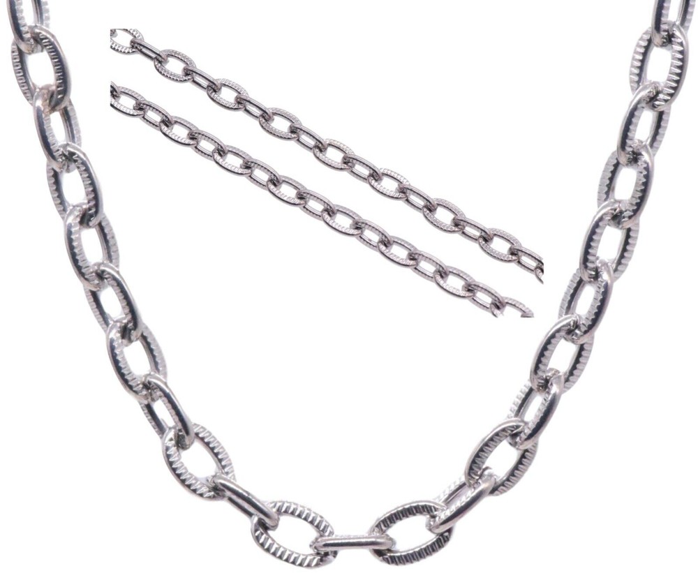 Stainless Steel Oval Link Silver Necklace, Custom Size, Lobster Clasp, Jewelry
