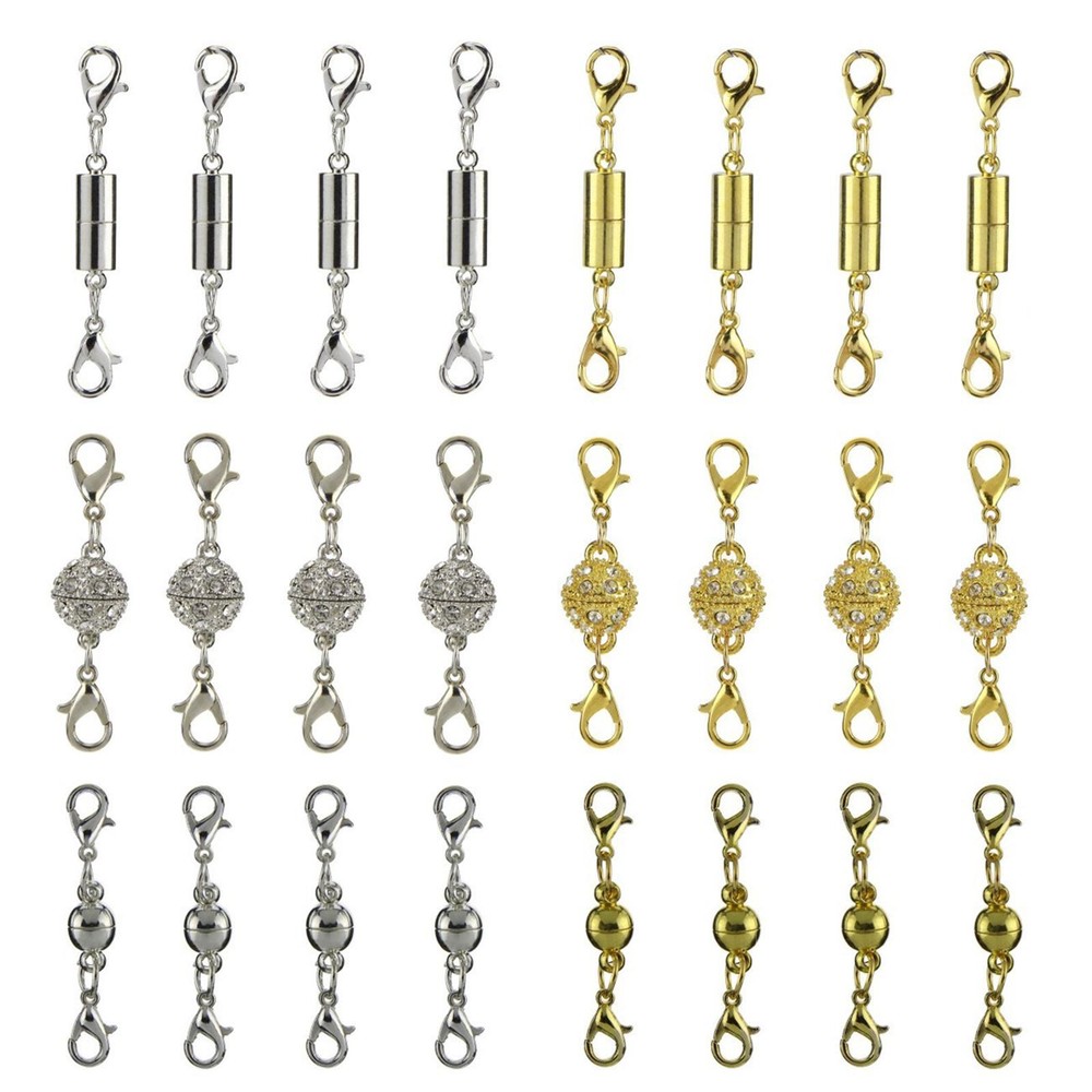 24pcs DIY Jewelry Necklace Converter Extender Magnetic Lobster Clasps Assortment