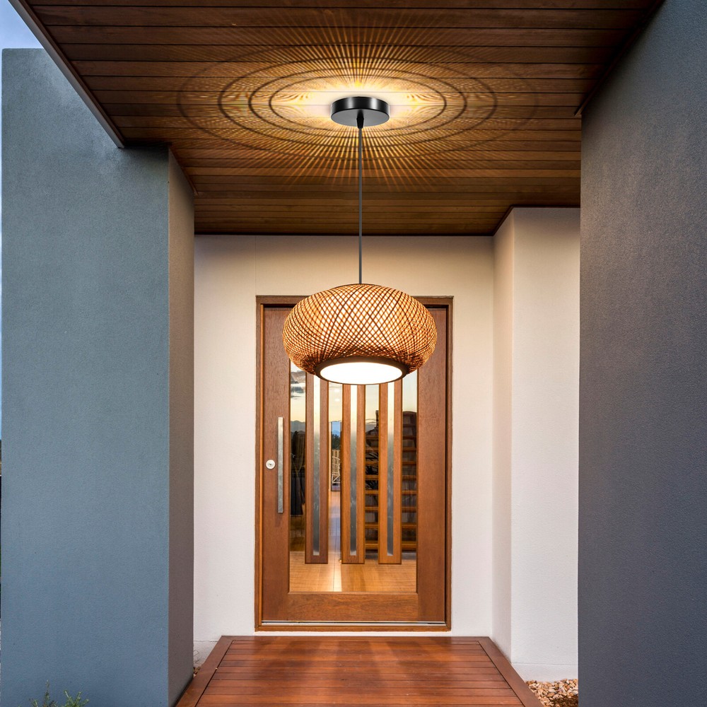 Bamboo Wicker Vintage Rattan Lantern Pendant Light Ceiling Hanging Lamp Fixture!