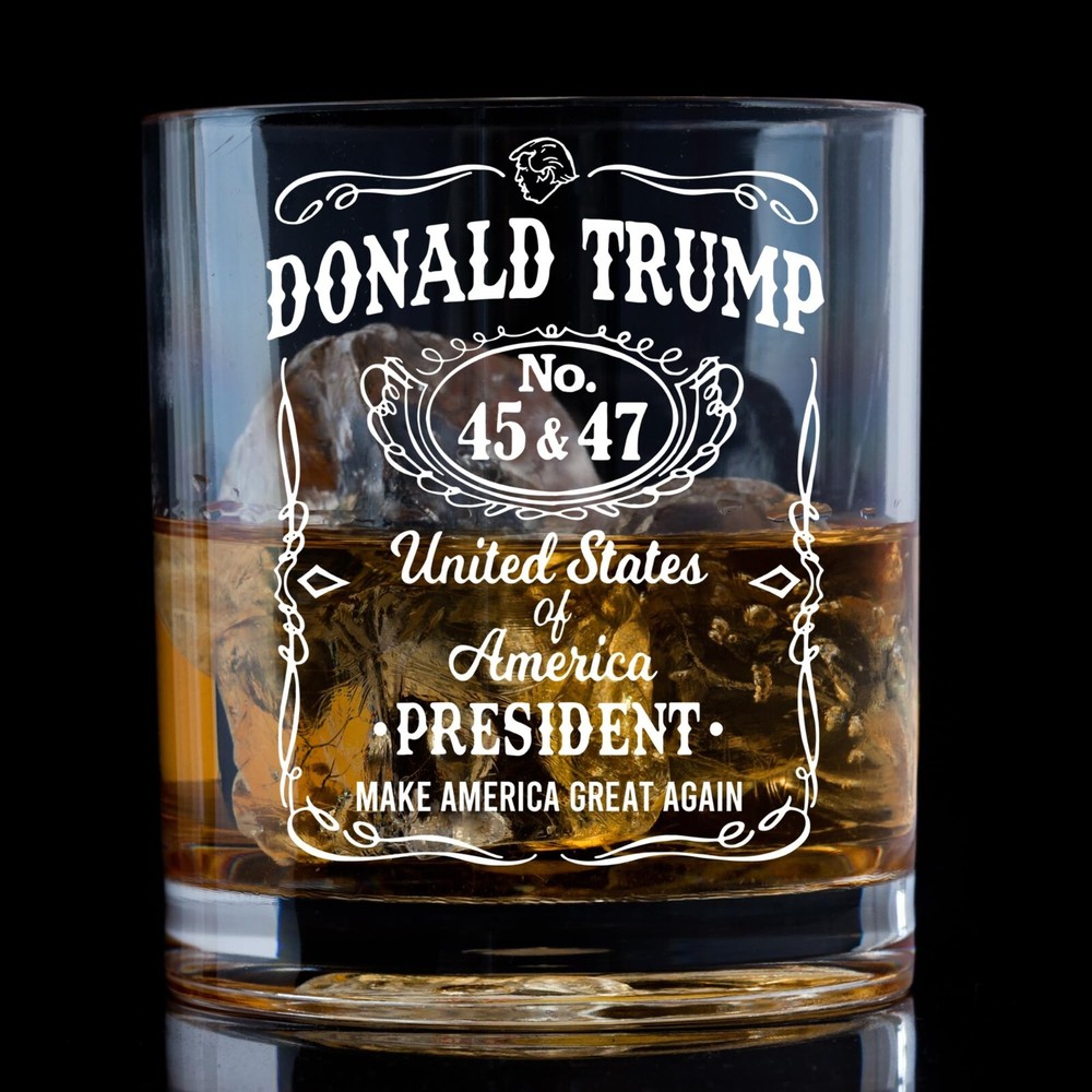 Engraved Trump President  45 47 Whiskey Glass, Trump 2024 Rock Glass, MAGA Gifts
