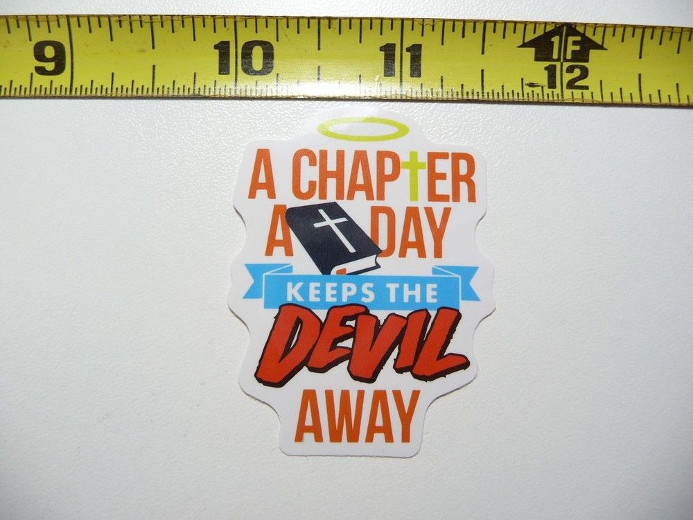 CHAPTER A DAY KEEP DEVIL AWAY DECAL STICKER FAITH CHURCH CHRISTIAN BELIEF
