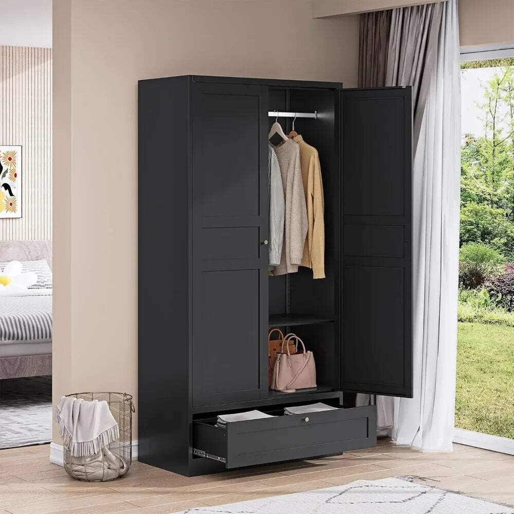 Ljustra Metal Wardrobe Closet Cabinet Armoire Storage with Drawer