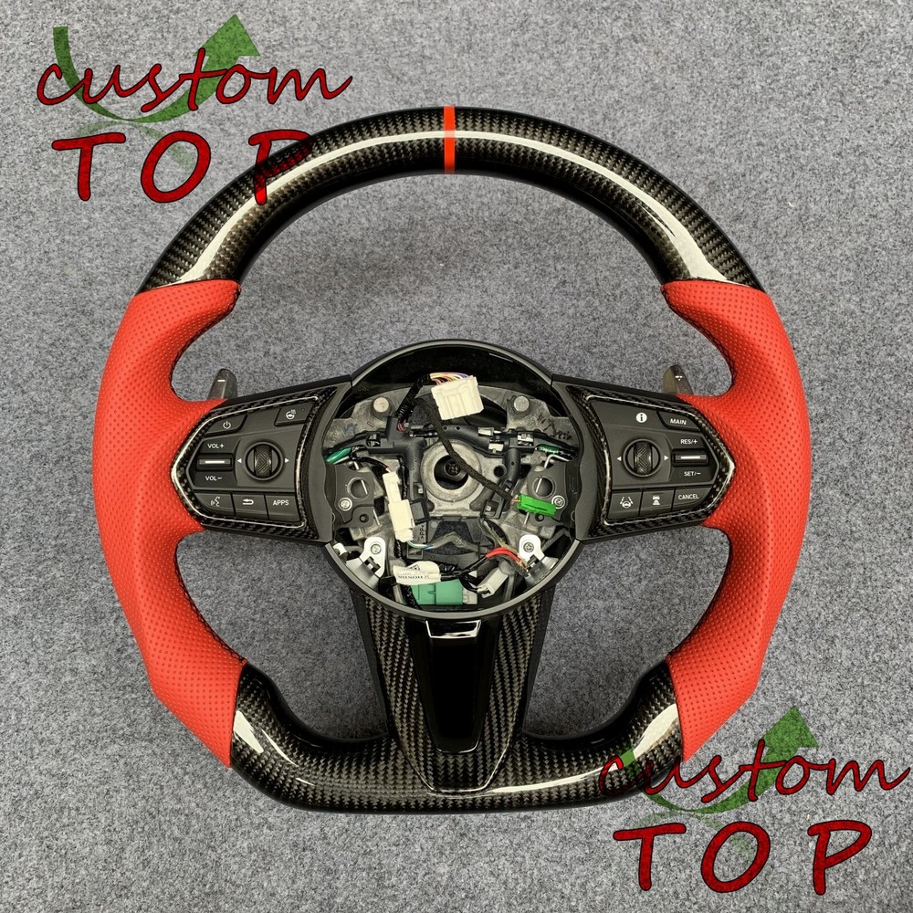 Custom Black Carbon Fiber Steering Wheel for Acura RDX 2019-2024