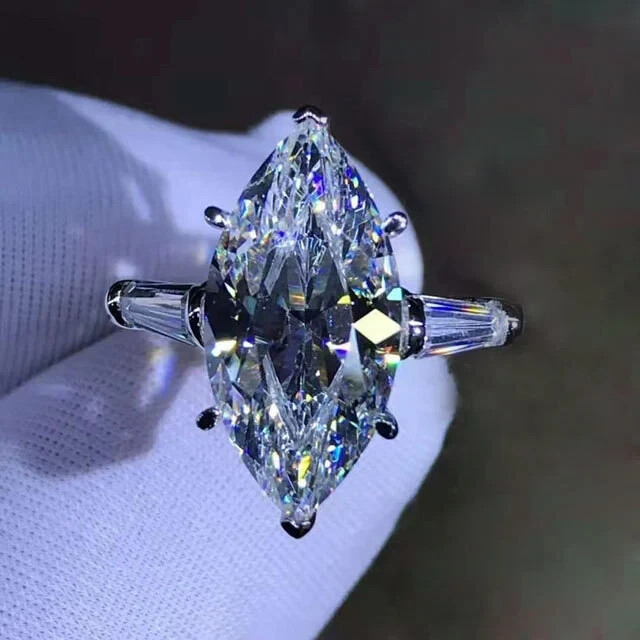 8 Carat Oval K-M Moissanite Hidden Halo Ring in 10K Gold