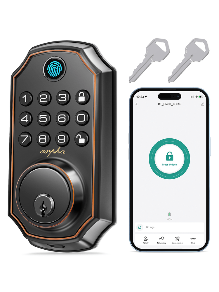 Smart fingerprint keyless entry door lock with app control for front doors