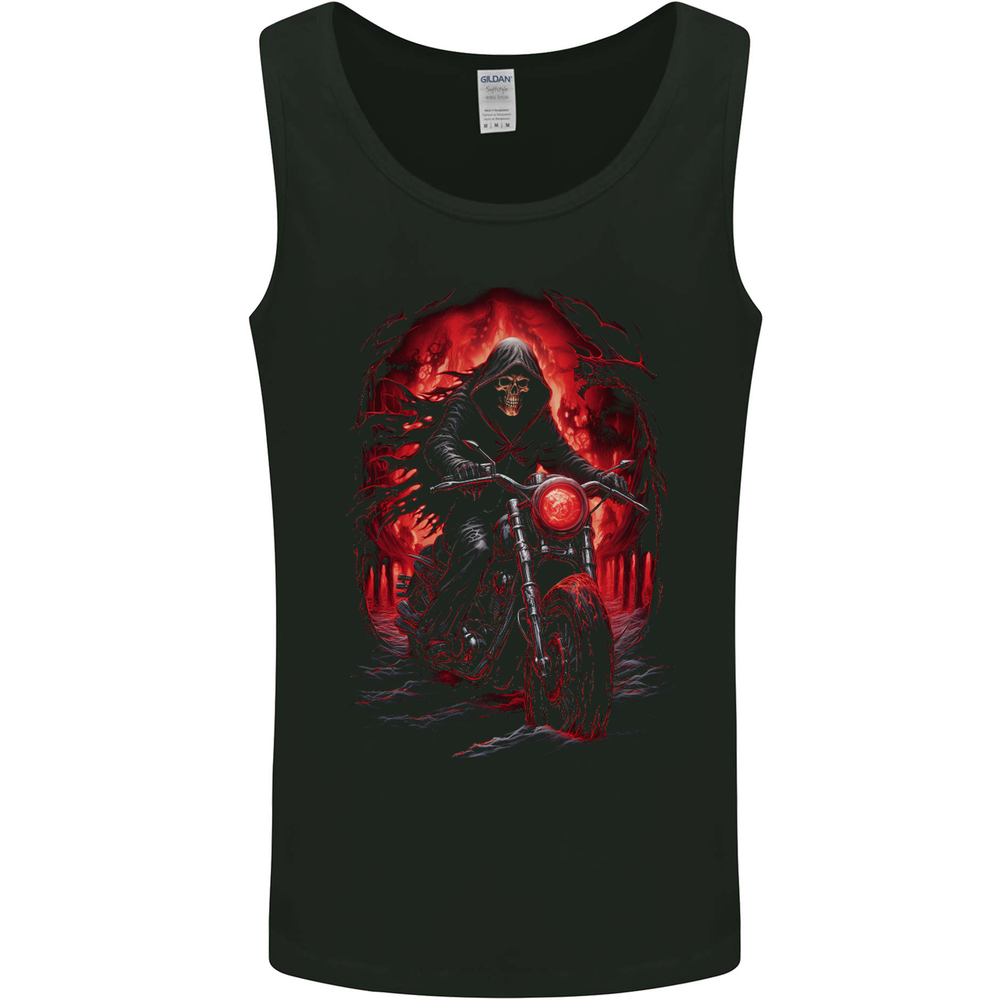 Skull Biker Motorcycle Motorbike Grim Reaper 14 Mens Vest Tank Top