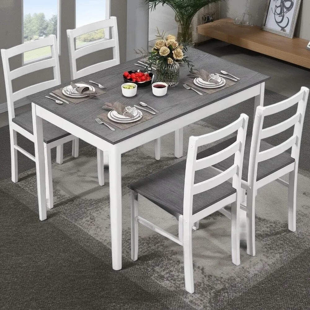 Modern Ljustra Wood Dining Table Set for 4 Space-Saving Kitchen Furniture
