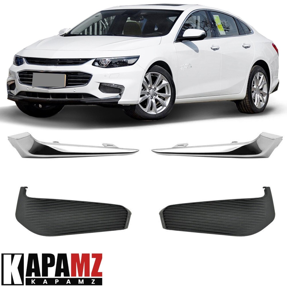 Rejilla de bisel de lámpara antiniebla parachoques 4 piezas con cubierta para Chevy Malibu 2016-2018