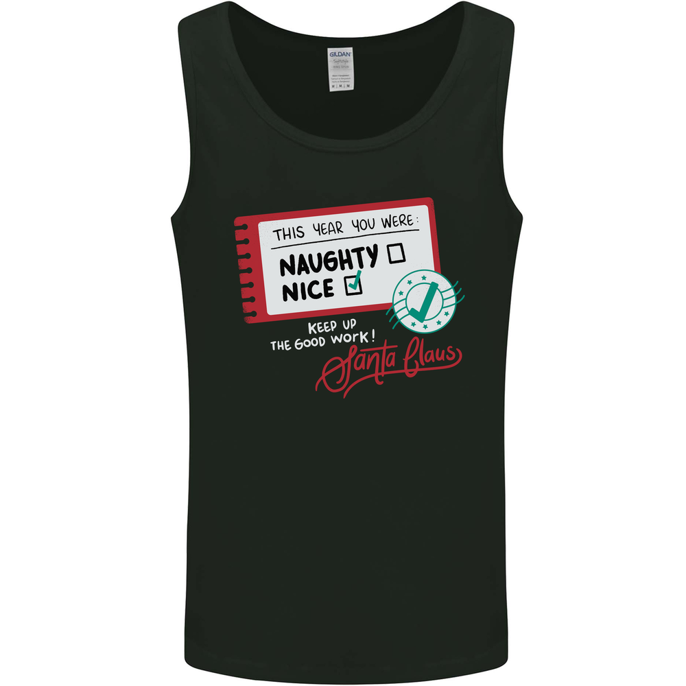 Naughty Nice Funny Christmas Santa Claus Mens Vest Tank Top