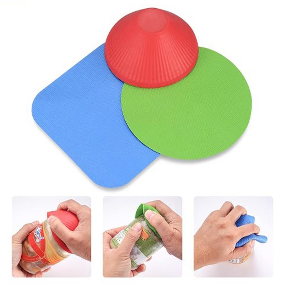 3pcs Easy Grip Rubber Jar Opener Grippers Multi Tool Cap Lid Bottle Opening